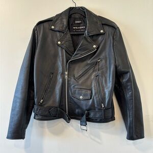 VTG Wilson Leather Moto Biker Jacket Mens Size Small Thinsulate Liner 90s Heavy